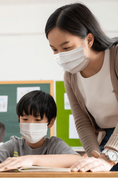 Teacher reading to students